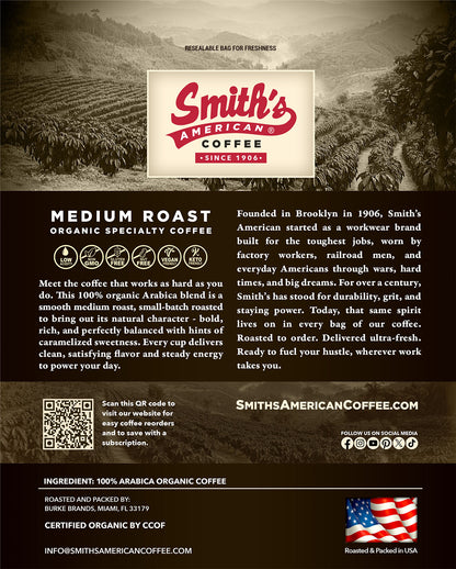 Smith’s American Organic Medium Roast Coffee – 2LB Bag
